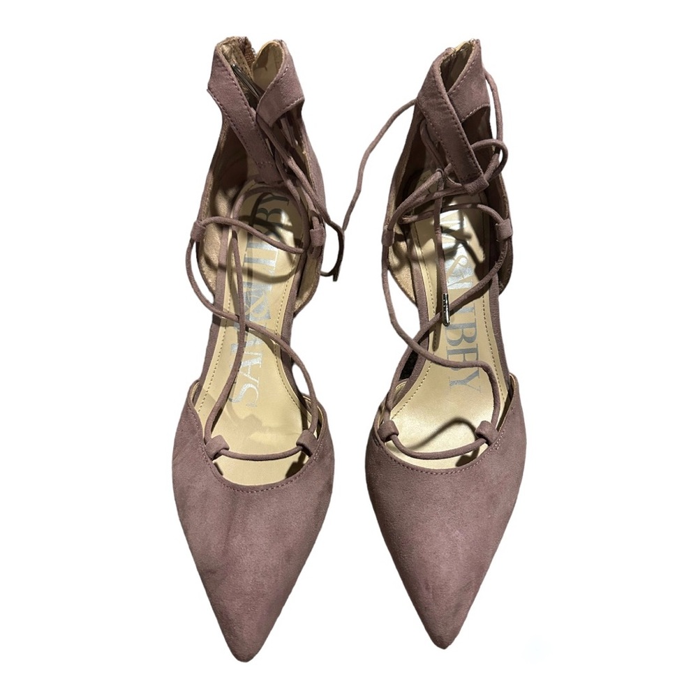 Sam & Libby Blush Strappy Pointed Toe Mid Heel Pumps
